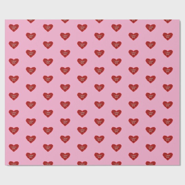 Papel De Presente Red heart on pink background Wrapping Paper love (Aberto)