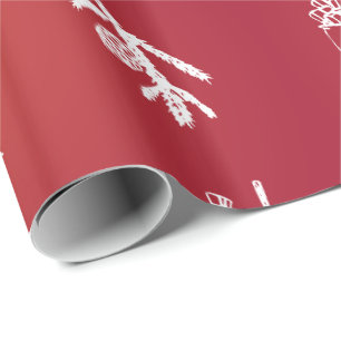 Papel De Presente Red Holiday Snowflakes Feliz Natal
