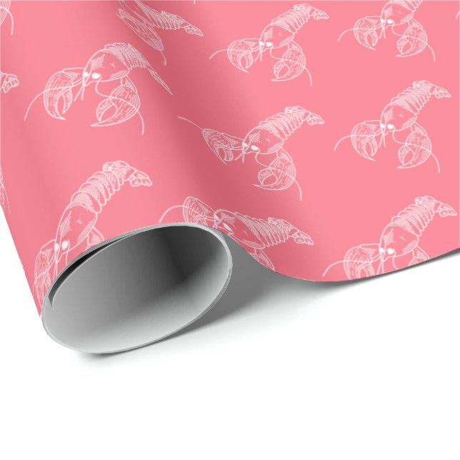 Papel De Presente Red Lobster Marisco Maine Preppy Beach (Ponta do rolo)