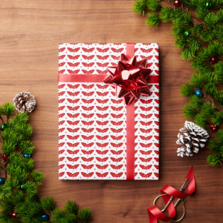 Papel De Presente Red Mistletoon Red Background Natal Patterno