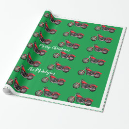 Papel De Presente Red Motorcicleta sobre o Livro Verde do Natal