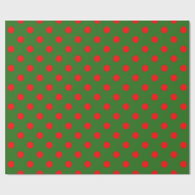 Papel De Presente Red On Green Polka Dots Pattern Design  (Aberto)