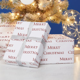 Papel De Presente Red on White Merry Christmas Cote