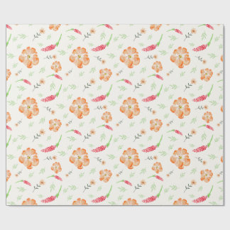 Papel De Presente Red & Orange Wildflower Watercolor Wrapping Paper