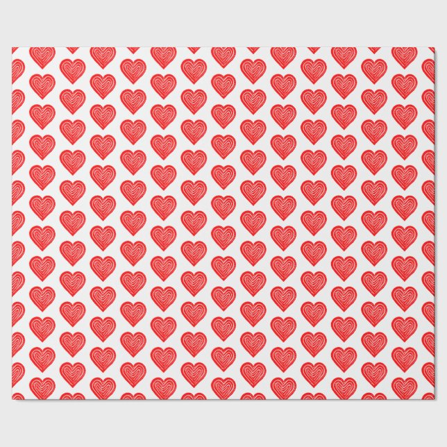Papel De Presente Red Playing Card Symbol Heart Shape Lino Cut (Barra)