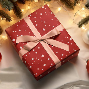 Papel De Presente Red Plus Hospital Símbolo de Natal Padrão de Neve