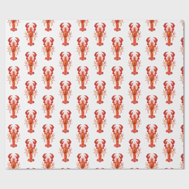 Papel De Presente Red polygonal lobster (Aberto)