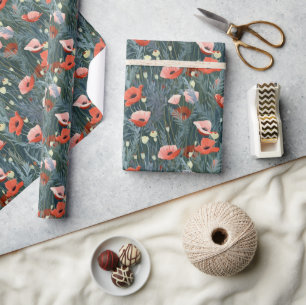 Papel De Presente Red Poppy Meadow