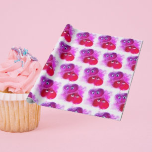 Papel De Presente Red Purple e Love Heart Simple Birthday