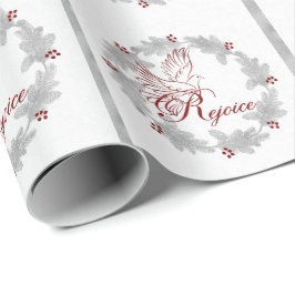 Papel De Presente Red Rejoice Silver Leaf Pine Wreath