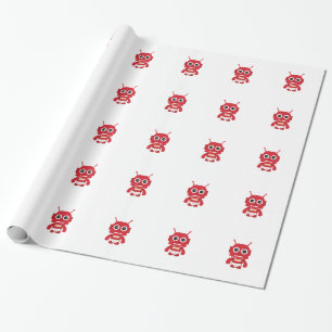 Papel De Presente Red Retro Robot