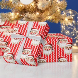 Papel De Presente Red Retro Santa Claus Ric Natal