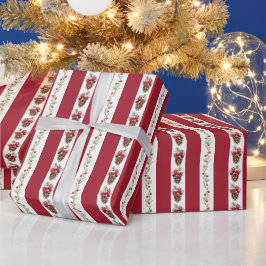 Papel De Presente Red retro stripes vintage Christmas gift wrap