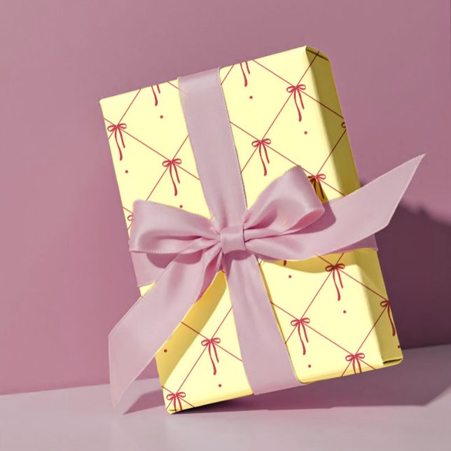 Papel De Presente Red Ribbon Bows - Classic Valentine Wrapping Paper (Criador carregado)