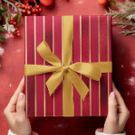 Papel De Presente Red Shimmer Satin Strike Christmas<br><div class="desc">Molho Vermelho Satin Striped Christmas Wrapface Paper</div>