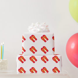 Papel De Presente Red Summer Beach Party Chinelos Papel de enrolamen