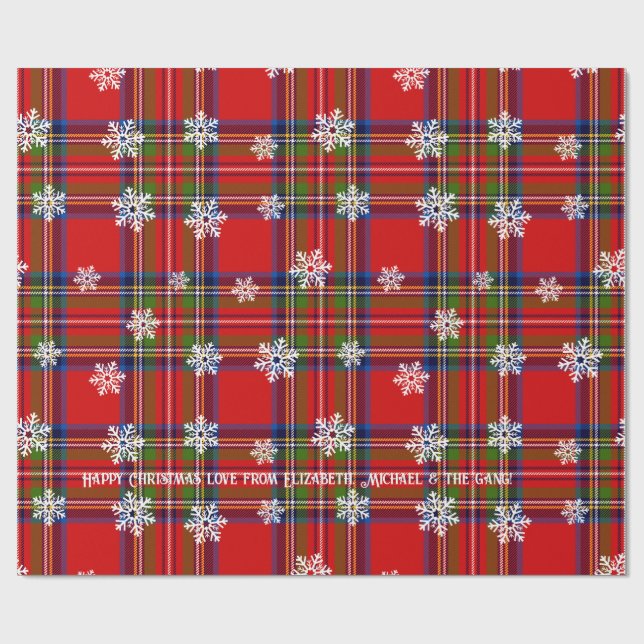 Papel De Presente Red Tartan Snowflake Natal Personalizado (Aberto)