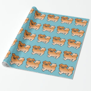 Papel De Presente Red Tibetan Spaniel Cão de Cartoon