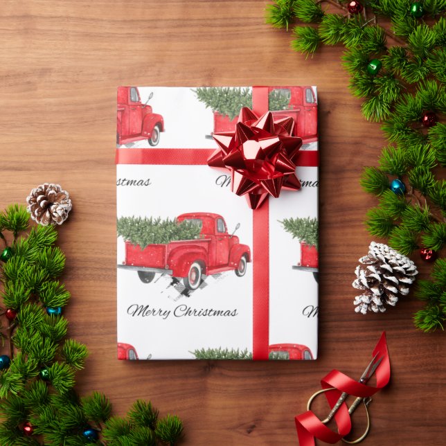 Papel De Presente Red Truck Feliz Natal Natal Natal Natal Natal Nata (Presente de Natal)