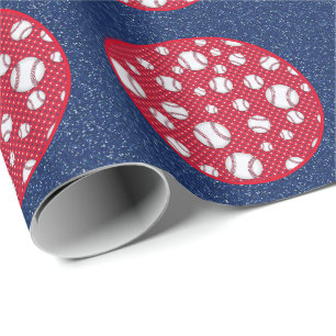 Papel De Presente Red White and Blue Baseball Homerun