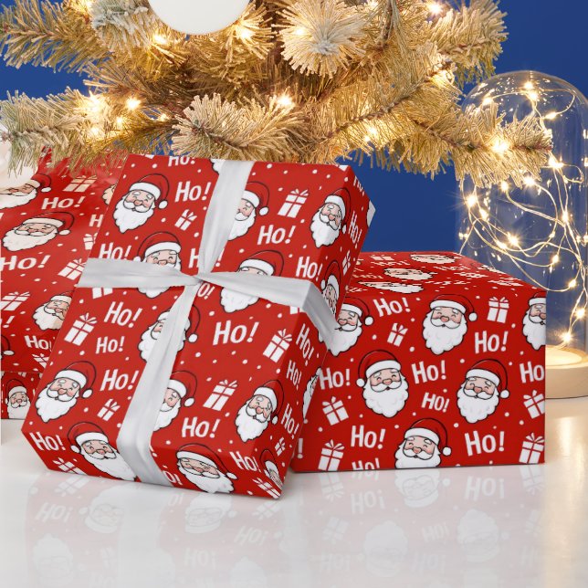 Papel De Presente Red & White Christmas Santa Claus Pattern (Feriados)