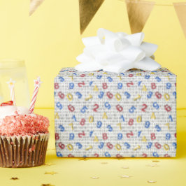 Papel De Presente Red Yellow Blue Number Black White