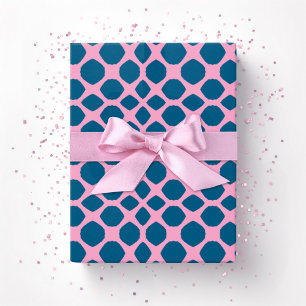 Papel De Presente Rede de Torção Netta em Rosa e Água-Marinha Profun