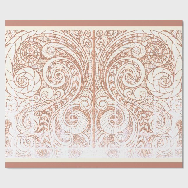 Papel De Presente Redemoinho Botânico de Terracota (Aberto)