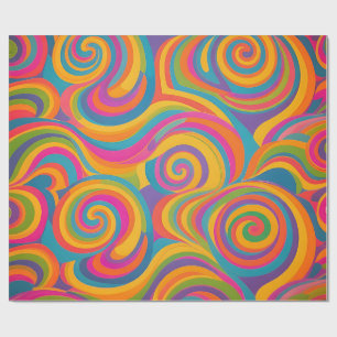 Papel De Presente Redemoinho de Arco-Íris Abstrato Energia Vibrante
