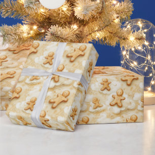 Papel De Presente Redemoinho de Biscoito de Gengibre Festivo 