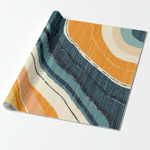 Papel De Presente Redemoinho de tinta azul laranja branco abstrato c
