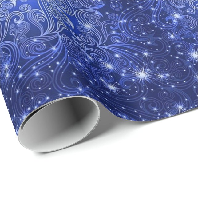 Papel De Presente Redemoinhos celestiais do azul & papel de (Ponta do rolo)