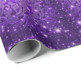 Papel De Presente Redemoinhos celestiais do roxo & papel de