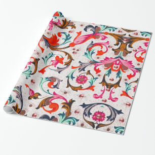 PAPEL DE PRESENTE REDEMOINHOS FLORAIS FLORENTINOS RENASCENTISTAS, FL