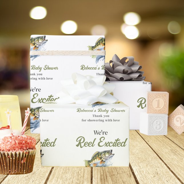 Papel De Presente Reel Excitou Grande Chá de fraldas Pescador De Pei (Criador carregado)