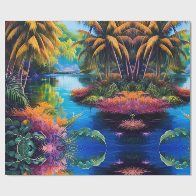 Papel De Presente Reflexão sobre Paraíso Tropical (Aberto)