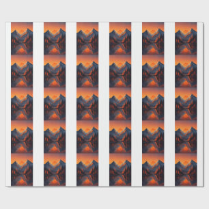 Papel De Presente Reflexo do pôr do sol na montanha Céu alaranjado í