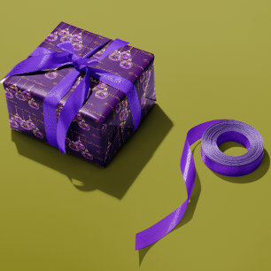 Papel De Presente Regal Purple e Dourado Feliz Natal Luxo