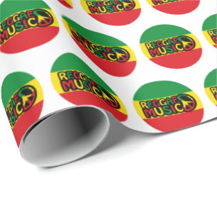 Papel De Presente Reggae Music design with rastafari style and color