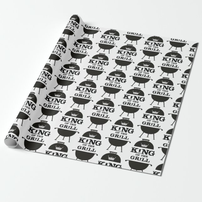 Papel De Presente Rei Da Grelha, Coroa Branca Negra (Desenrolado)