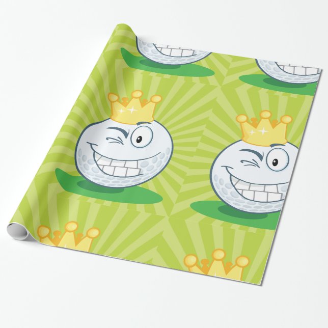 Papel De Presente Rei do Golfe Bola de Golfe Engraçado (Desenrolado)