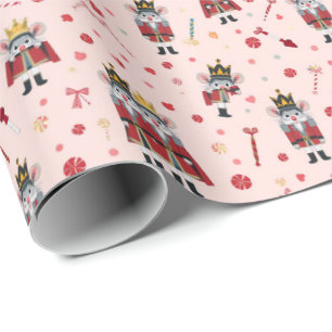 Papel De Presente Rei do Rato do Quebra-Nozes Rosa Pastel
