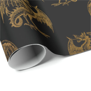 Papel De Presente Rei real Dourado Coroa Preto Noir Heráldico do