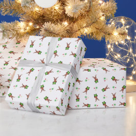 Papel De Presente Reinador De Natal Festivo Verde E Vermelho Kasky
