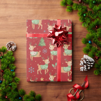 Papel De Presente Reindeer, Christmas