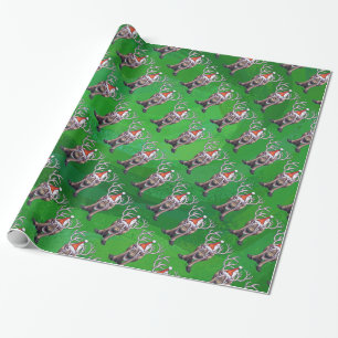 Papel De Presente Reindeer Christmas On Green