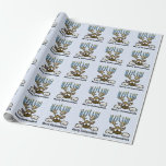 Papel De Presente Reindeer com Menorah Antlers Chrismukkah Paper<br><div class="desc">Este presente contém uma rena com chifres Menorah. O texto neste papel pode ser removido ou alterado. Embora eu esteja mostrando isso em um rolo, você está livre para comprar também nesta design. E é automaticamente definido como "fosso", mas você pode escolher "acabamento brilhante" também. Desenhado por Sheila Cicchi, Brownielocks.com....</div>