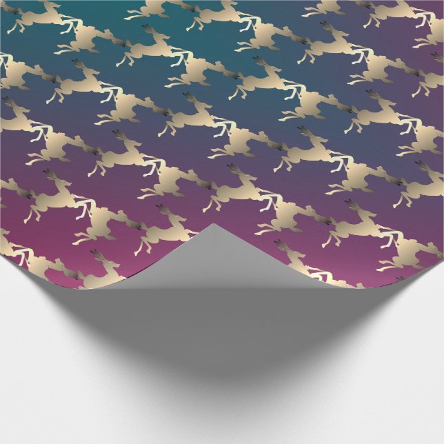 Papel De Presente Reindeer Dançante Teal Fuschia Smoke Gradient (Ponta)