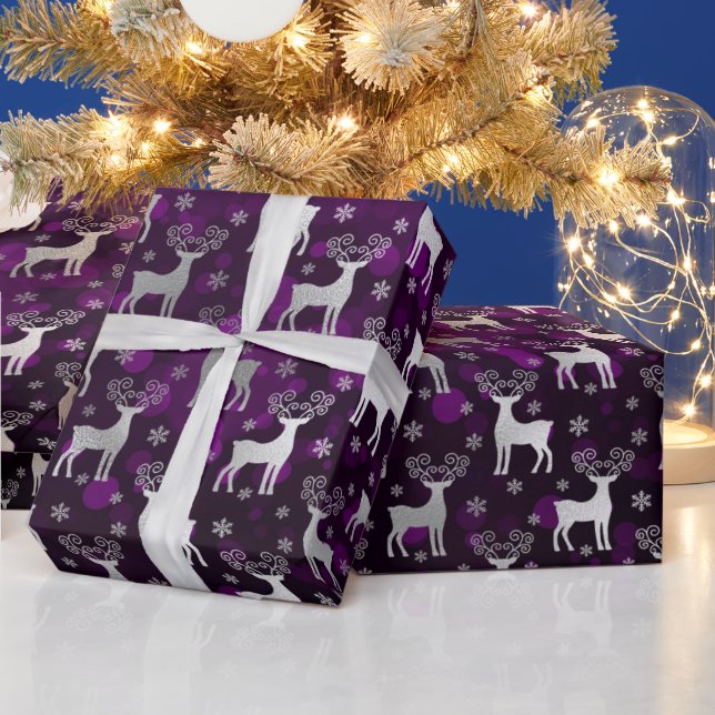 Papel De Presente Reindeer de inverno e Flocos de neve Flocos de boq (Feriados)