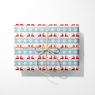 Papel De Presente Reindeer de Natal Nórdico e Estrelas - Fair Isle